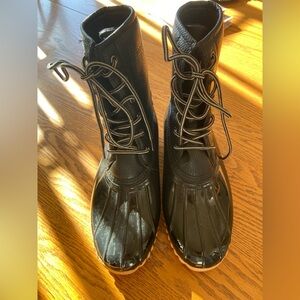 Sporto Black Waterproof Lace-Up Duck Boots